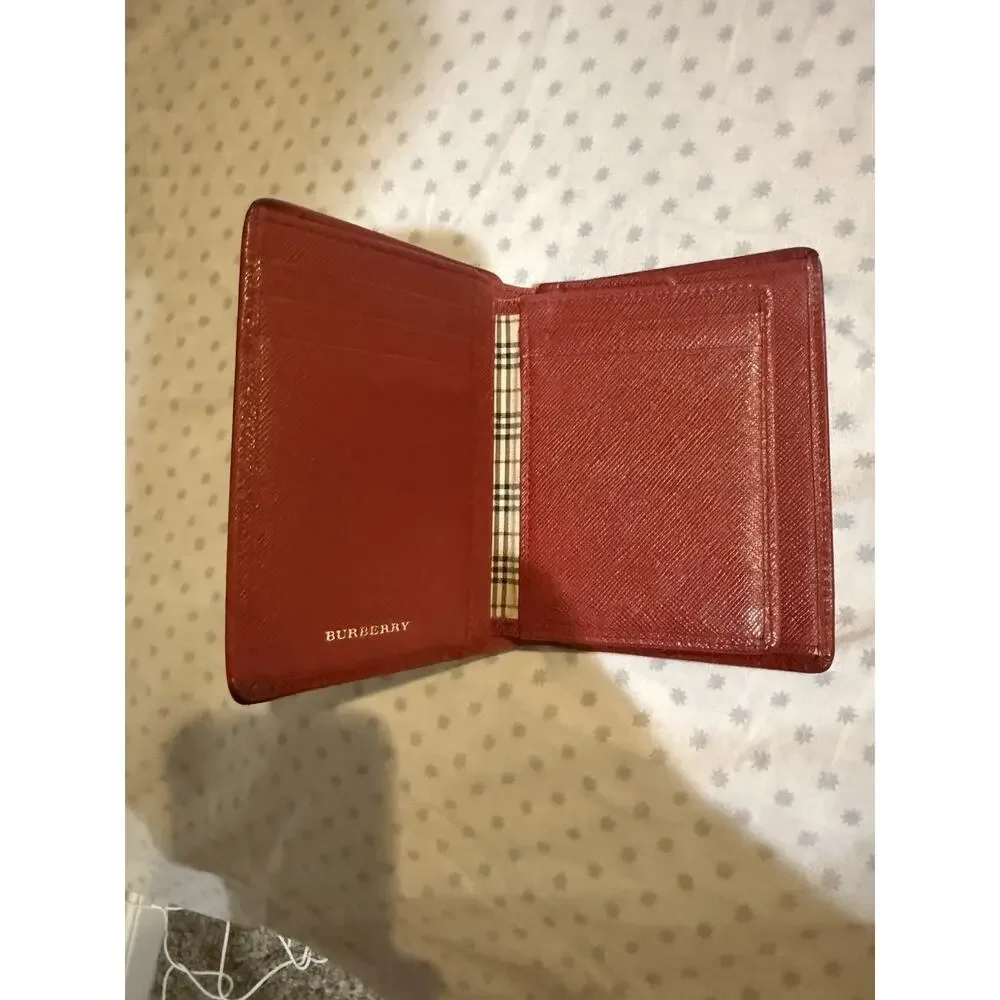 Red Burberry Saffiano leather bifold wallet
